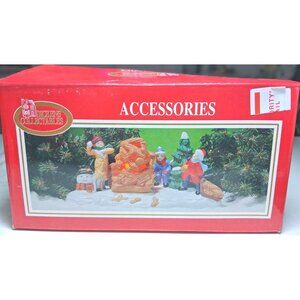 Dickens Collectables 1997 Hand-Painted Porcelain Lighted Campfire With Flicker B